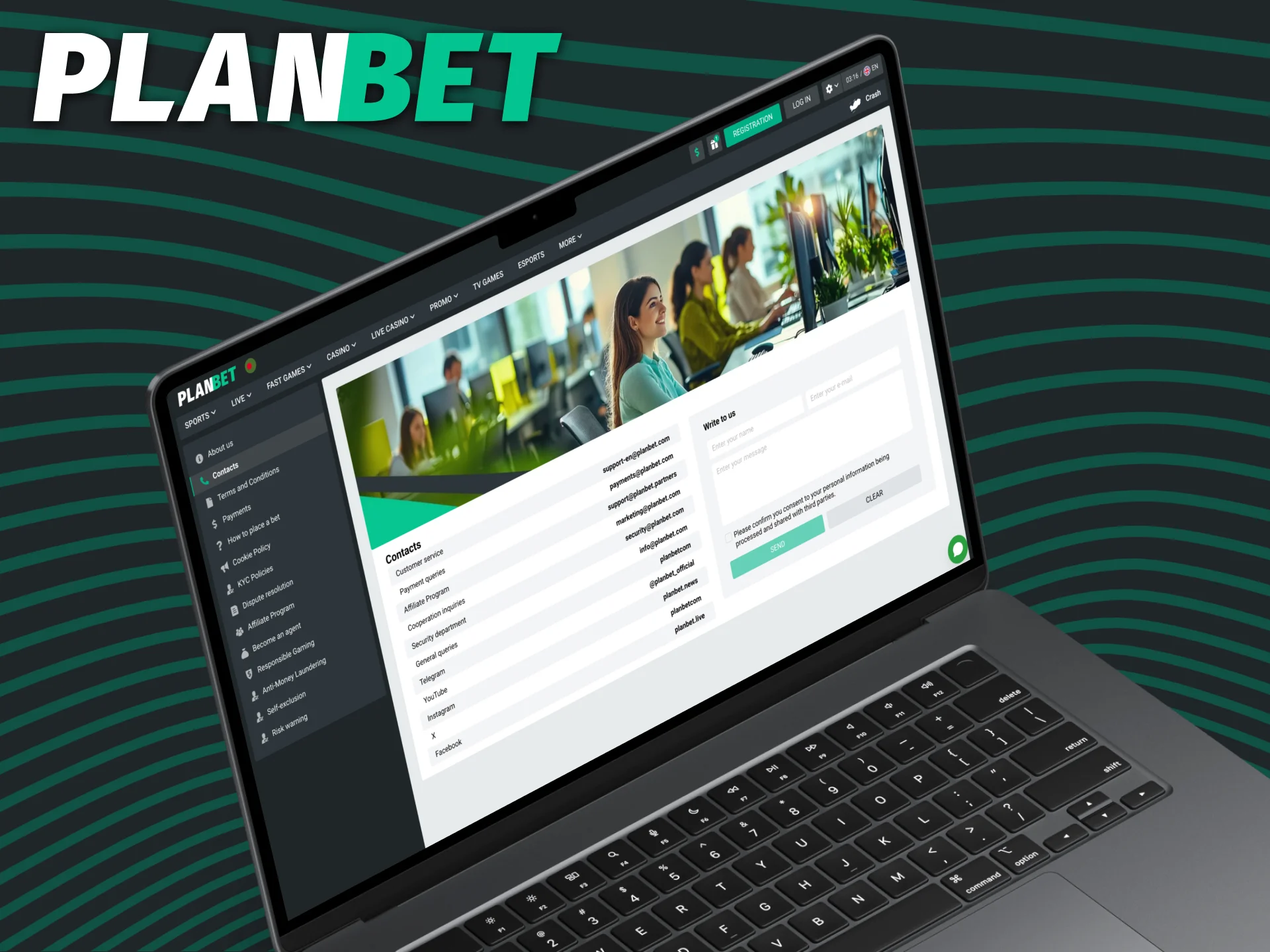 Contact the administration of the official PLANBET website by e-mail.