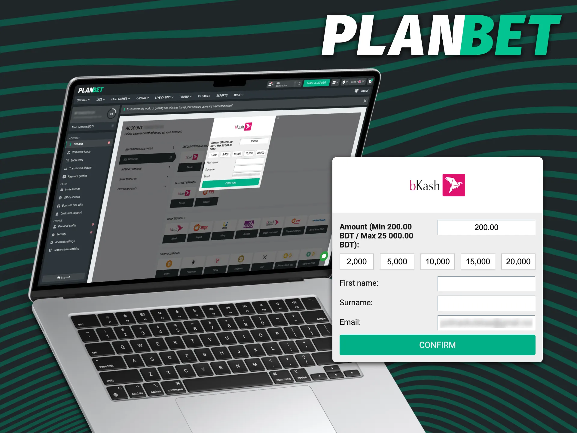 Make deposits and withdraw your winnings at PLANBET.