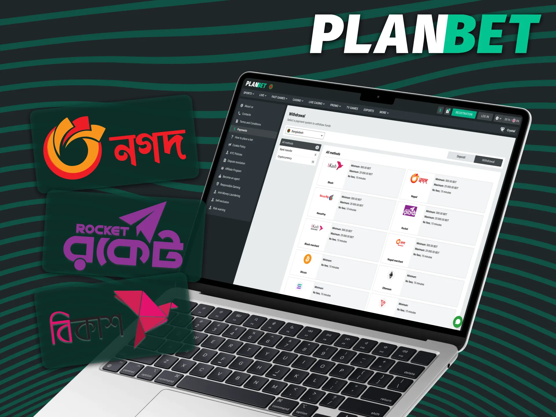 Use popular payment systems to withdraw your winnings at PLANBET.