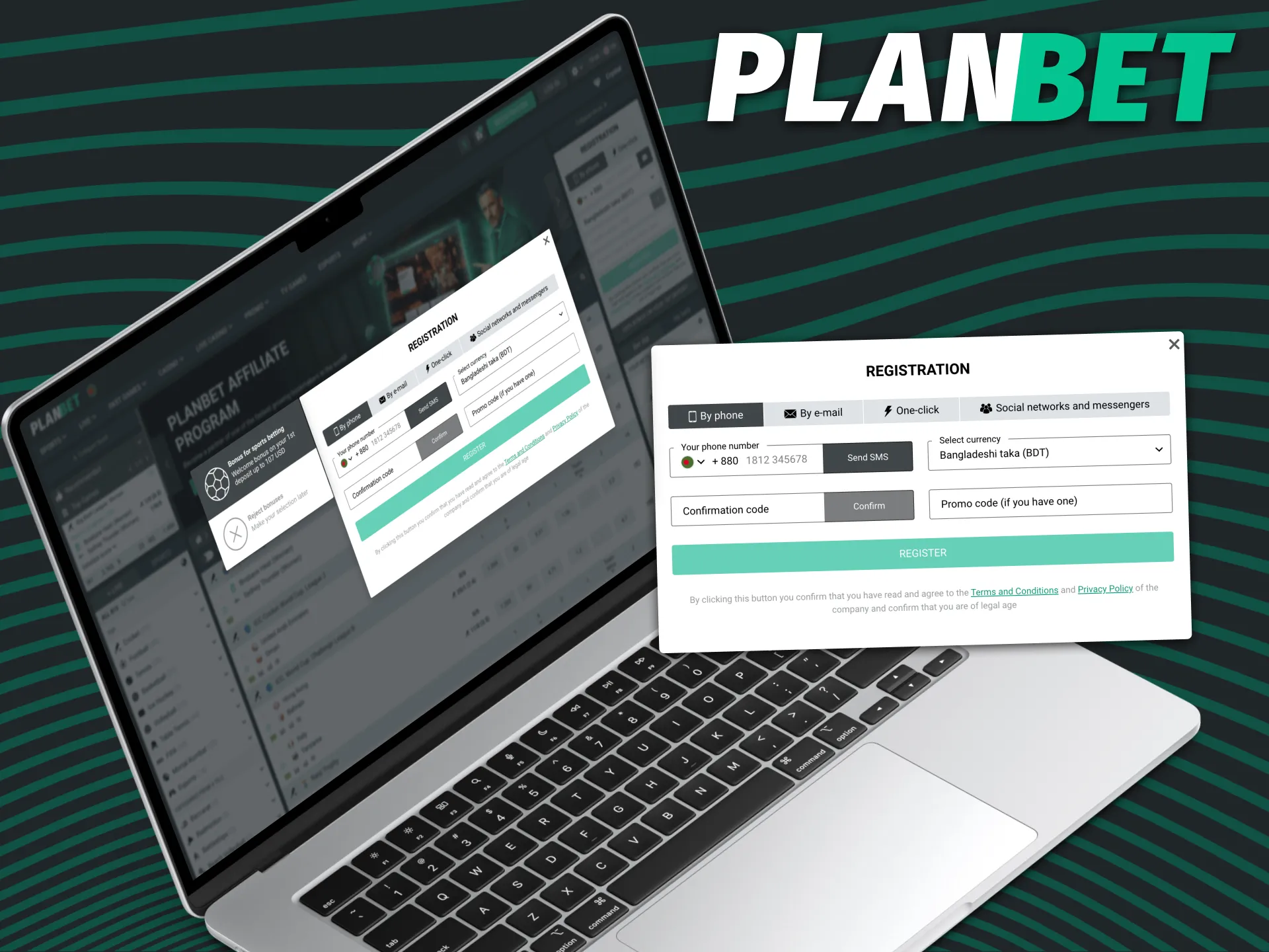 To register on PLANBET, do the following steps.