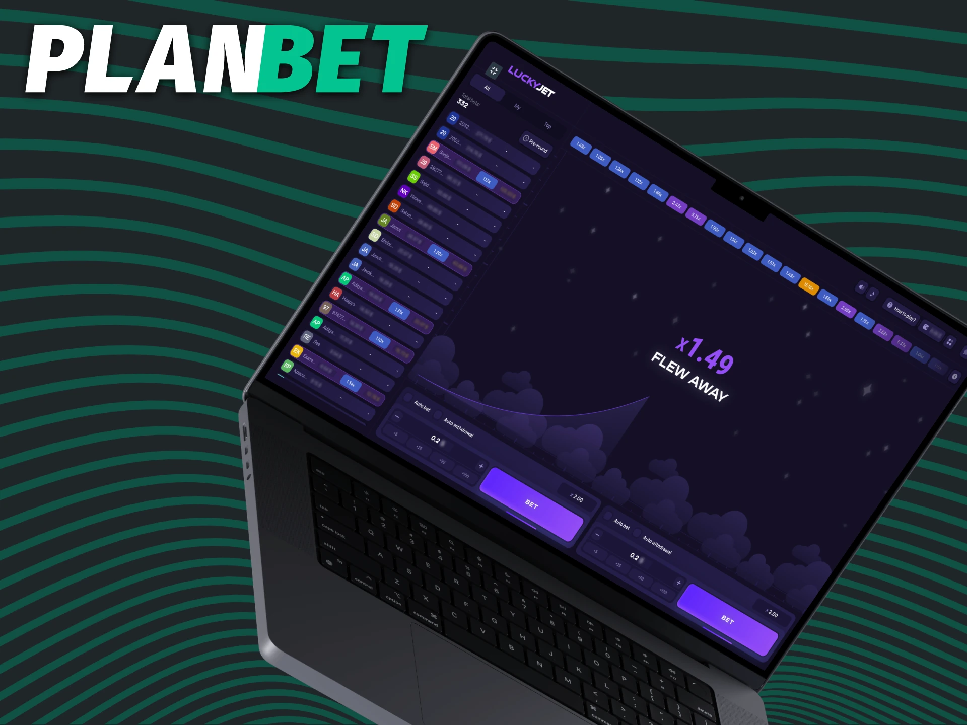 Lucky Jet game interface is easy to understand at PLANBET.