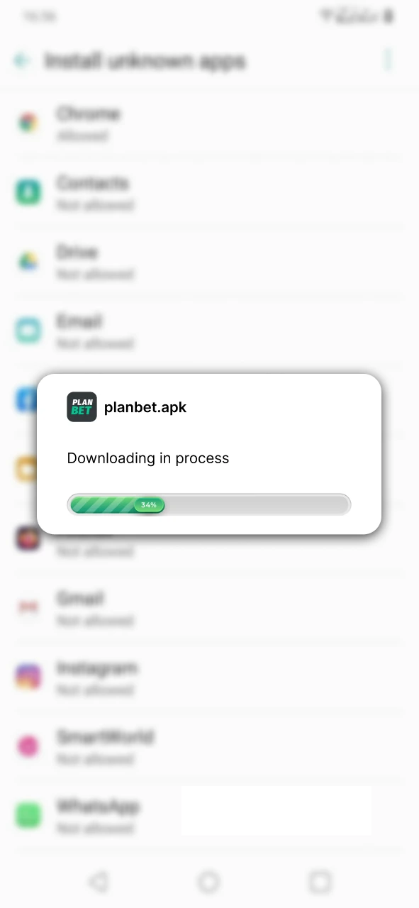 Wait for the PLANBET apk file download process.