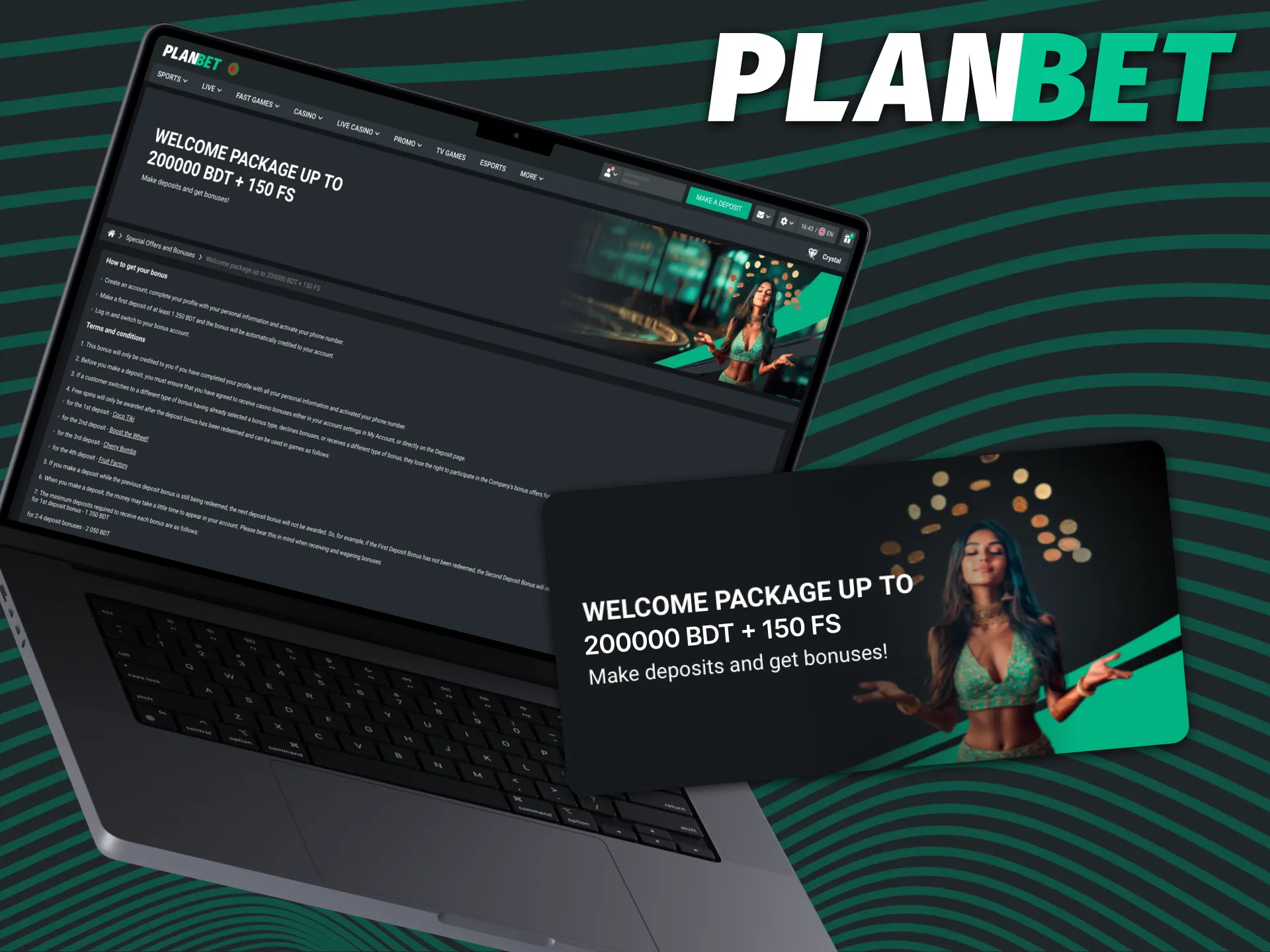 The PLANBET casino has a welcome bonus and free spins.