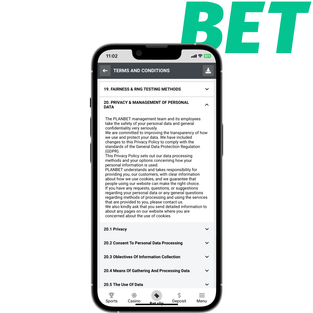 You must agree to the terms and conditions at PLANBET.