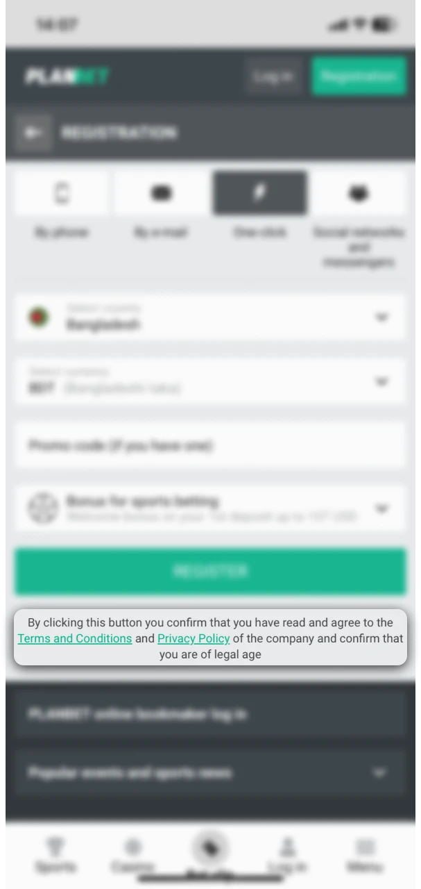 Agree to PLANBET terms and conditions.