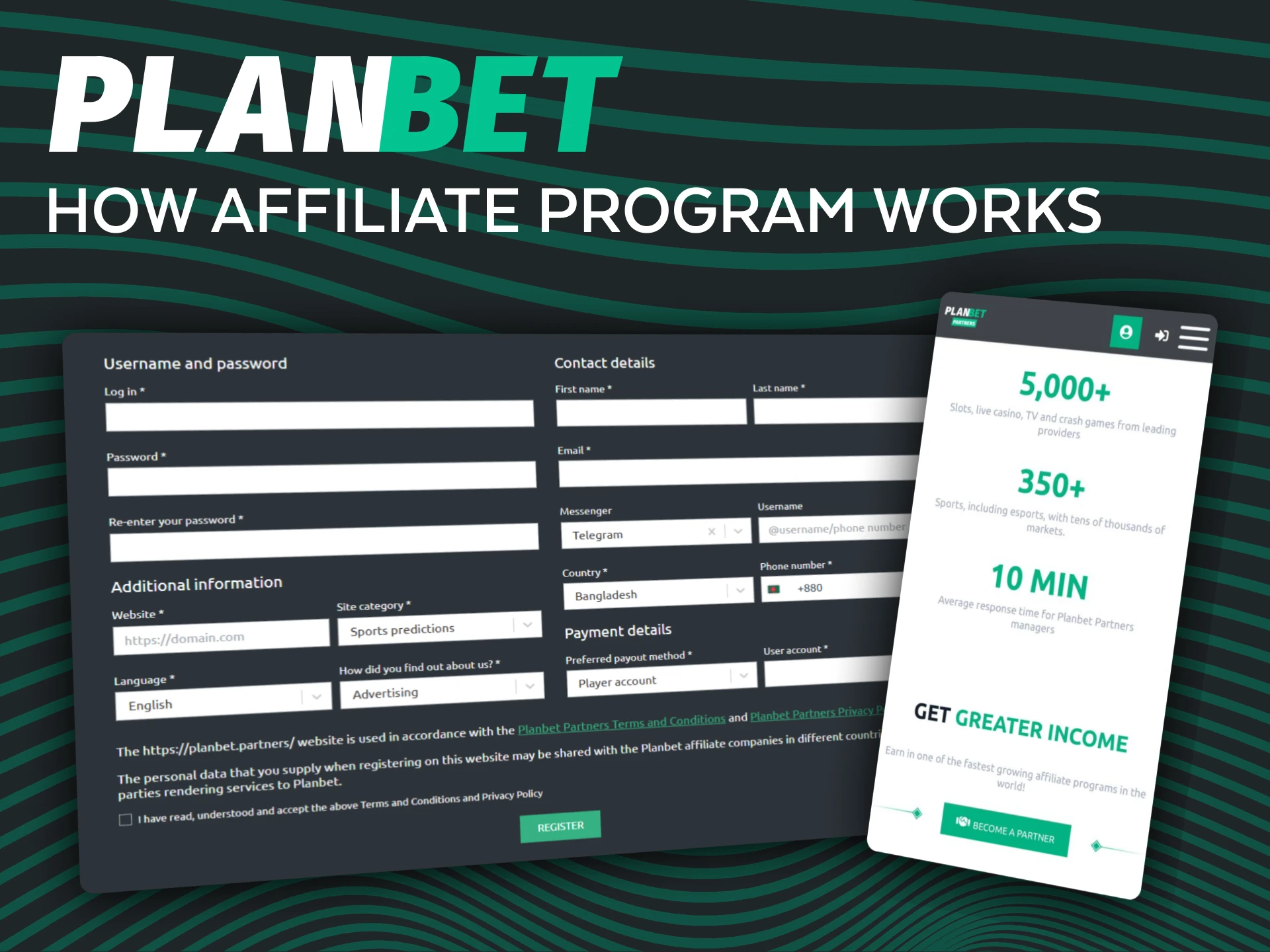 Join the official Planbet affiliate program and earn lifetime commission from referrals.