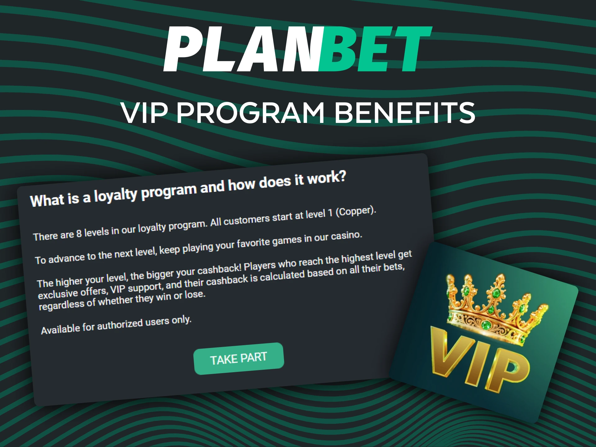 Enjoy cashback, exclusive bonuses and personal support with the Planbet VIP program.