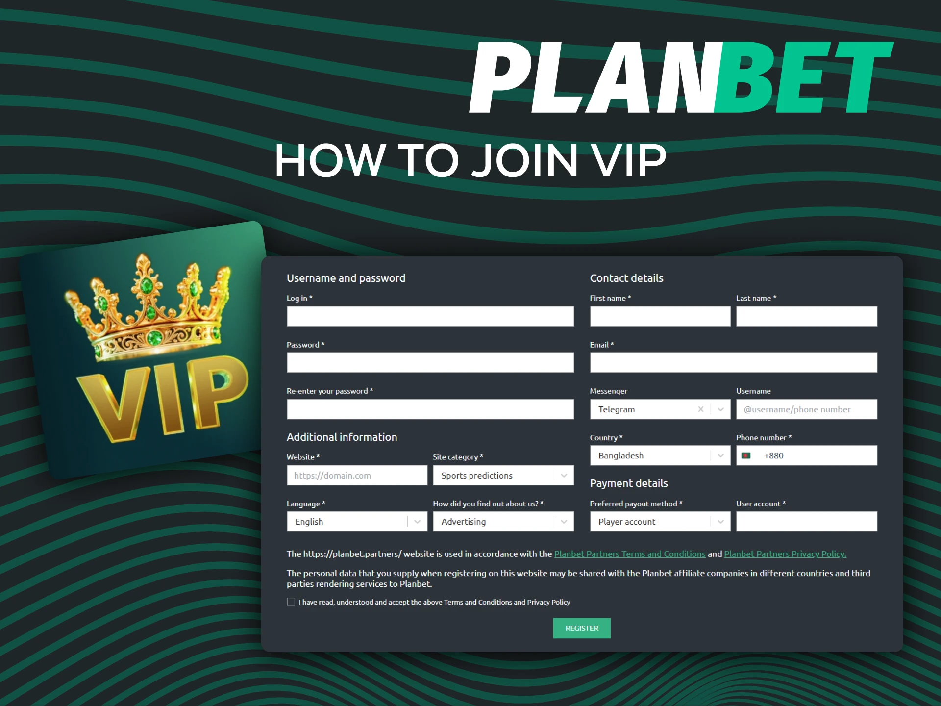 Register on the official Planbet site and unlock VIP levels by placing real bets.