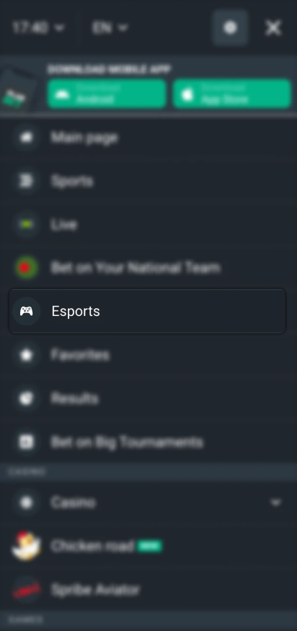 Open the E-Sports section and place your bet in the Planbet app.