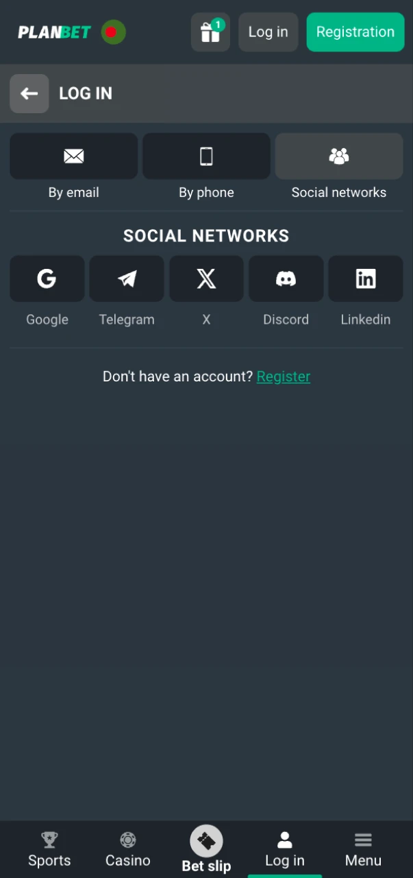 Log in to your Planbet app account to access tennis markets.