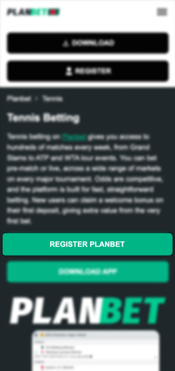 Start your Planbet tennis betting journey by creating a personal account.