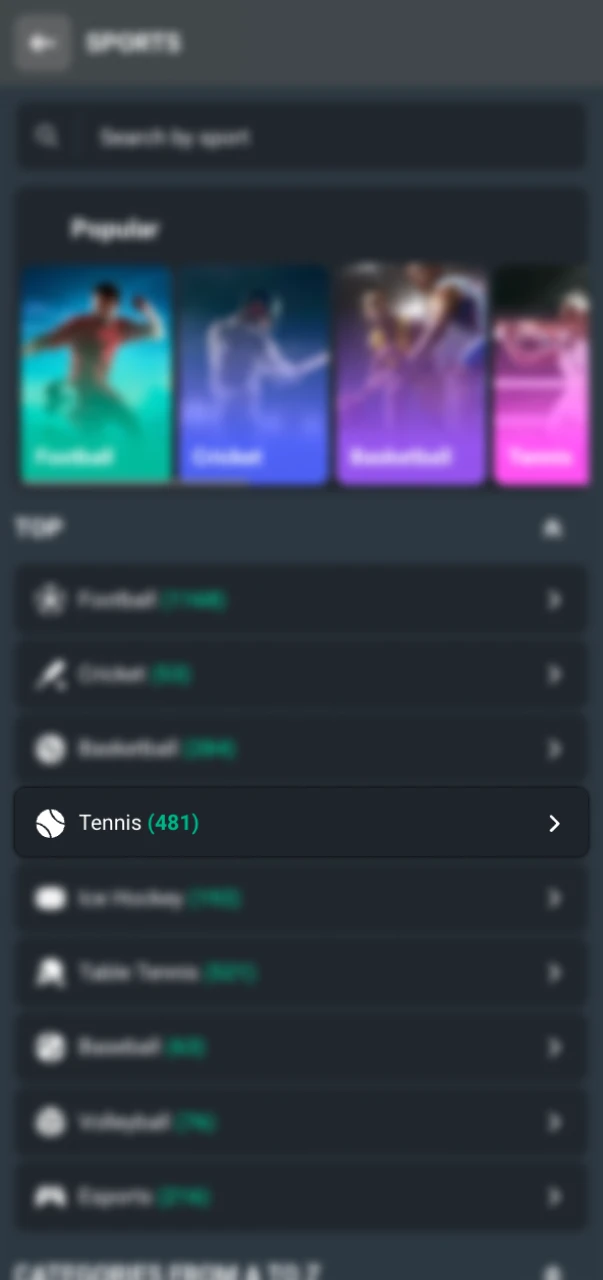 Open the official Planbet tennis section to view all available matches.