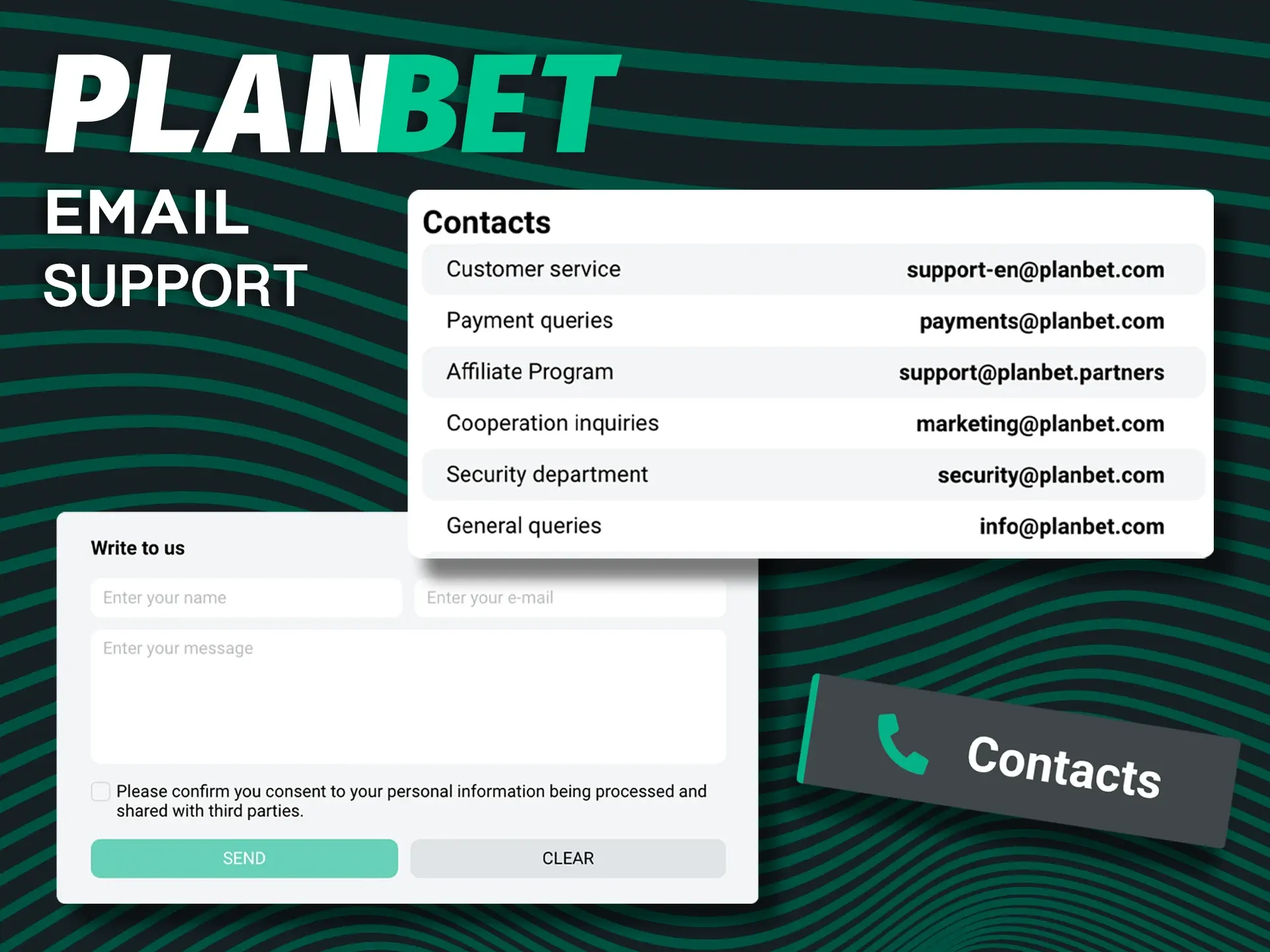 Contact the Planbet support team via Email if you have any problems.